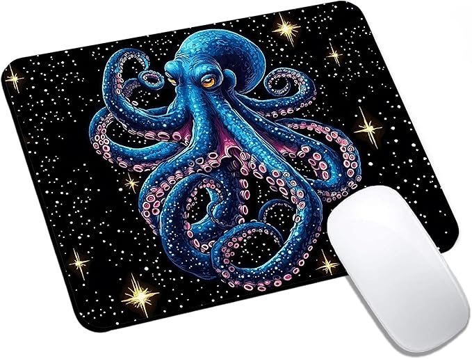 Mouse Pad, Cute Cool Blue Octopus Mouse Pads by HUOCAIREN