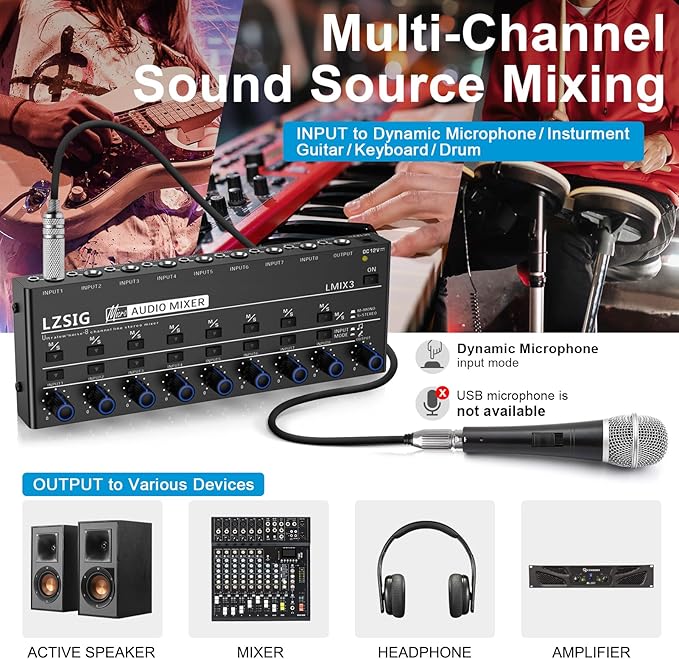 LZSIG Audio Mixer, Stereo Line Mixer - Image 3