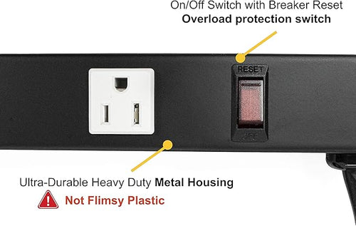 12 Outlets 4 Feet Body Heavy Duty Metal Surge Protector Power Strip - Image 2