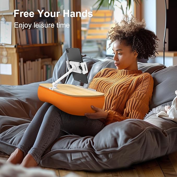 Cozy Kindle Pillow Stand with 360° Adjustable Tablet Holder, Wooden Panel - Image 7