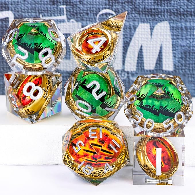 Magic Golden Ring DND Dice Set Sharp Edge Red Gaze Eye Resin Dice - Image 7