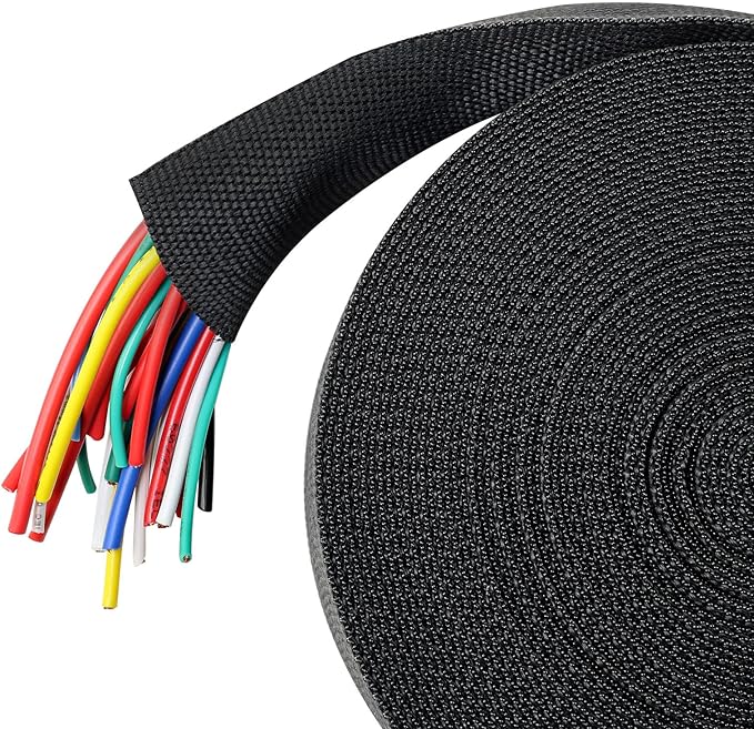 Heat Shrink Wire Loom 2:1 Shrinkable Braided Cable Sleeve 1-1/8 Inch ID-46ft by BuyUneed