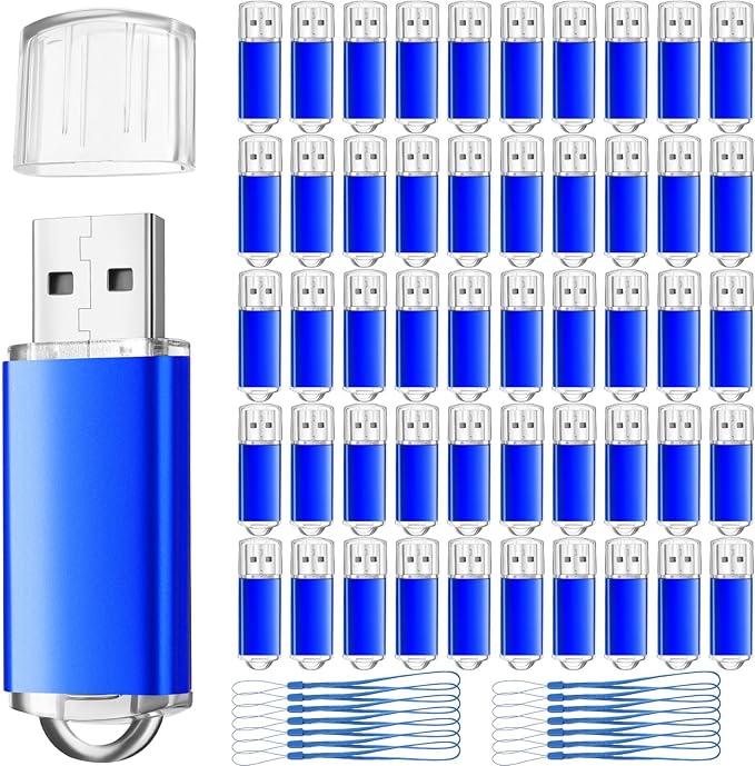 Hoteam 50 Pack USB 2.0 Flash Drives Bulk Blue Portable Thumb Drive by Hoteam