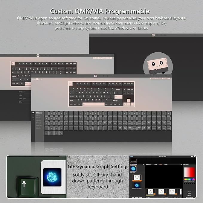 QK87 75% Keyboard with Multimedia Screen, QMK/VIA Wireless Gaming Keyboard - Image 7