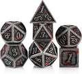 Acient Silver Bloodstained Metal Dice Set DND, DNDND 7PCS Metallic Halloween Die by DNDND