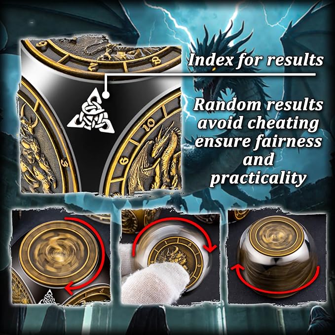 7 in 1 D6 Spinner DND Dice Set D&D, Metal Cube D and D Dice - Image 4