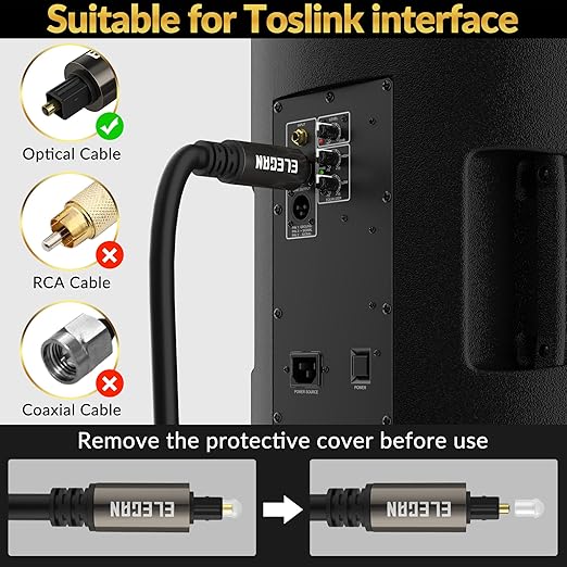 Elecan Optical Audio Cable 15 Ft/2 Pack Digital Audio Toslink Cable Cord-Fiber - Image 5