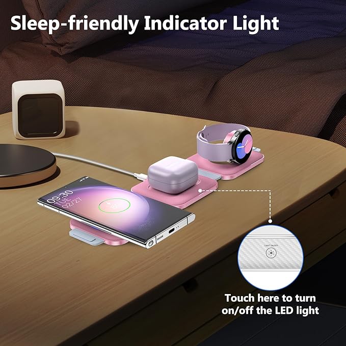 Travel Charger for Samsung Multi Devices, Foldable 3 in 1 Wireless Charging - Image 5