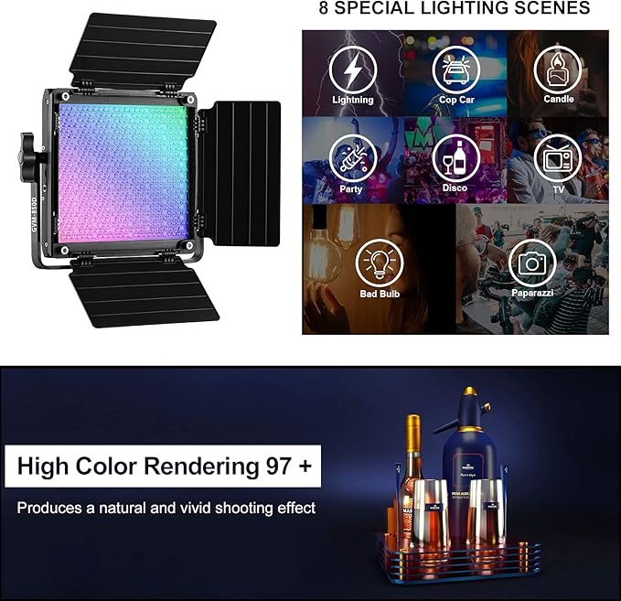 GVM RGB Video Lighting, 360° Full Color Led Video Light - Image 5