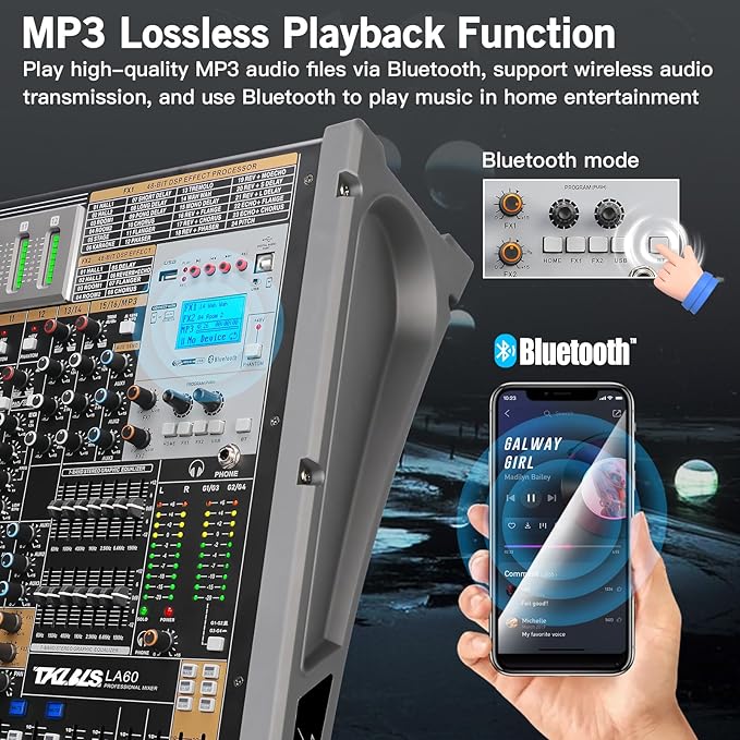 Professional Audio Mixer, 12 Channel Sound Board Mixing Console, Dual DSP - Image 5