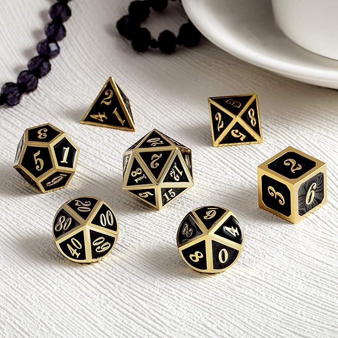 DNDND Metal Dice Set D&D, 7 die Metallic Polyhedral Dice Set - Image 3