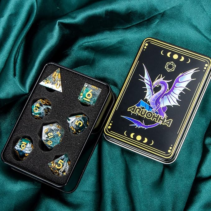 ARUOHHA Sharp Edge Dice DND Resin Translucent Dice Set - Image 6