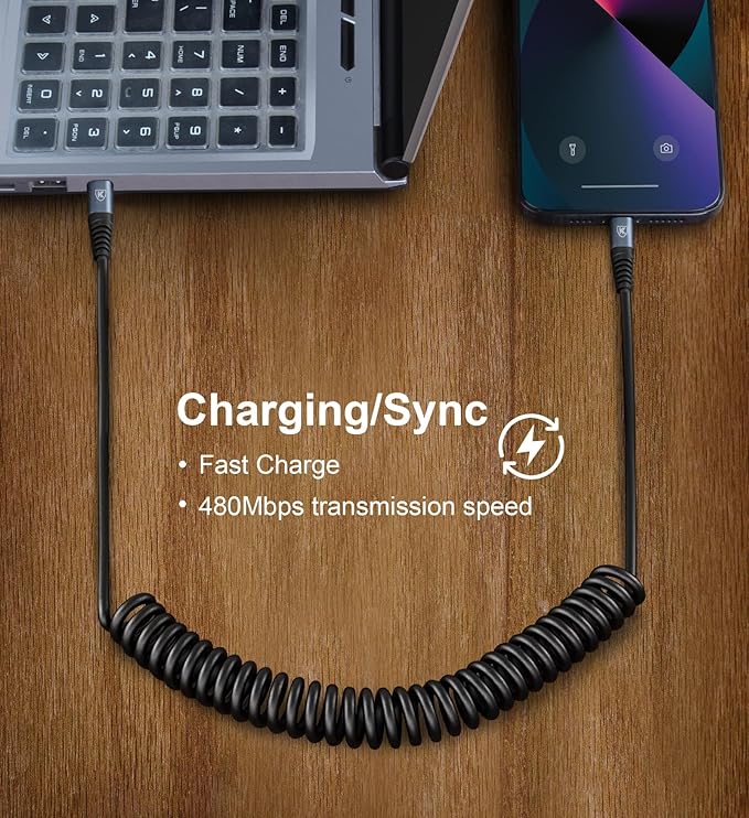 KIYODA USB Type C to Lightning Cable 3FT 2Pack, Coiled iPhone Charger Fast - Image 5