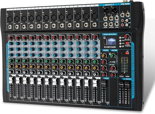 12 Channel Audio Interfacer Sound Board Mixer DJ Mixer 16-Bit DSP Effect USB by SIKUING