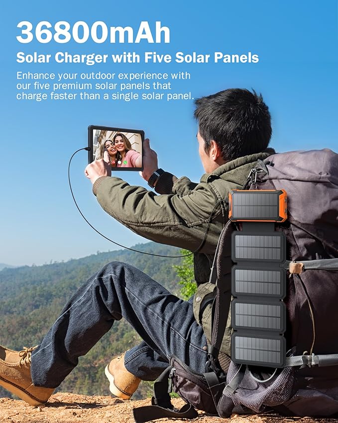 GOODaaa Power Bank Wireless Charger 36800mAh Solar Charger - Image 2
