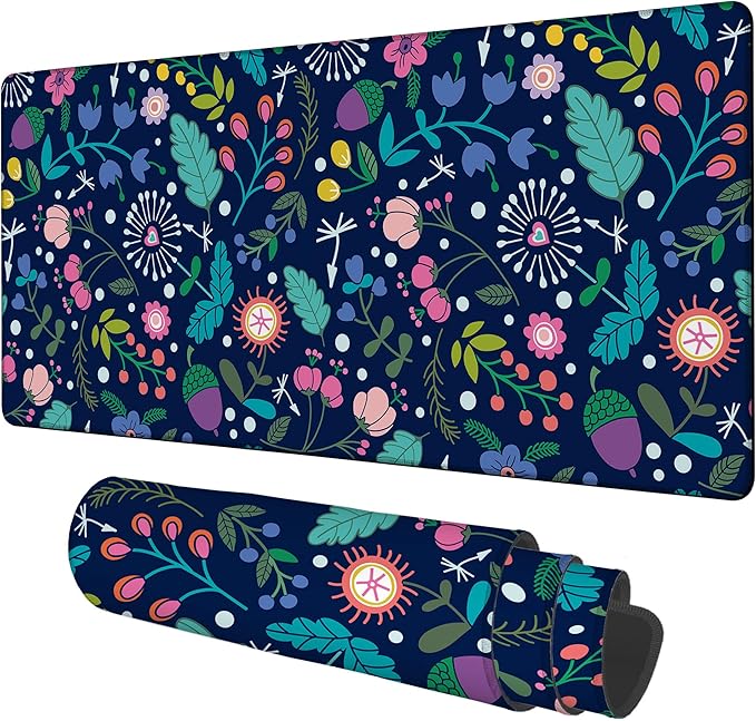 Gaming Desk Pad Large Extra Length Beautiful Floral Mouse Pad Keyboard Laptop by Unknown