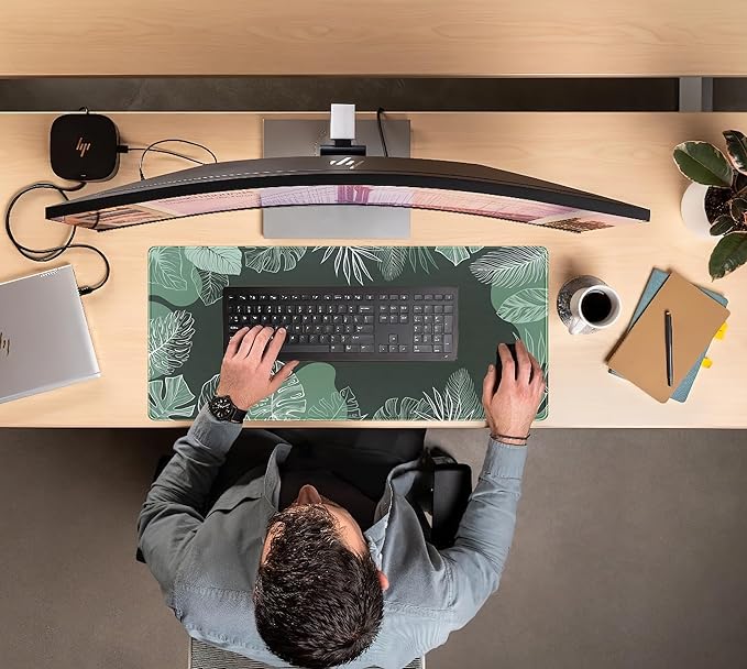Green Plants Desk Mat Tropical Leaves Mouse Pad Cute, Large Extendded Gaming - Image 5