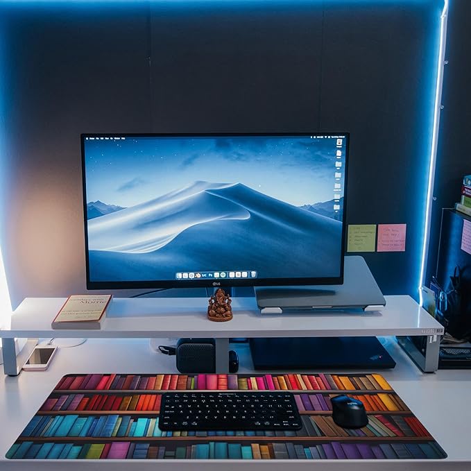 Large Gaming Mouse Pad for Desk, Bookshelves Full of Books Desk Mat, Colorful - Image 6