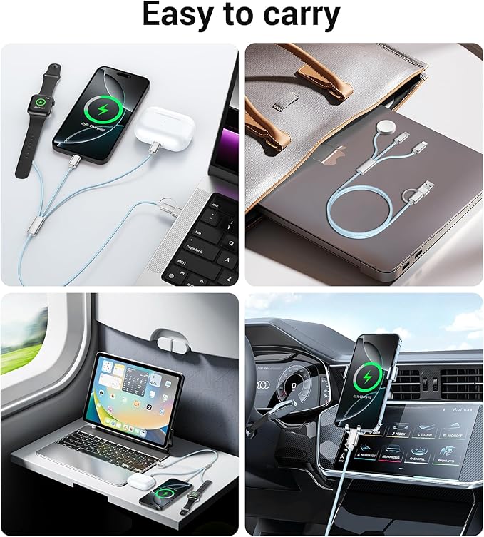 Temdan for Travel Vacation Essentials, 3 in 2 USB C Cable for Apple Watch - Image 5