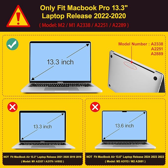 Compatible with MacBook Pro 13 inch Case M2 2024, 2022-2016 A2338 M1 A2251 - Image 3