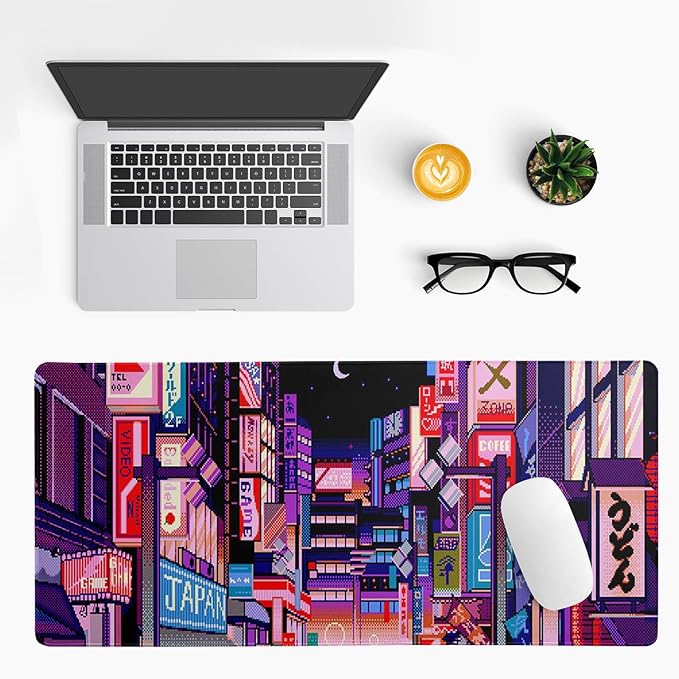 Dark Purple Japanese Gaming Mouse Pad Abstract Anime Mat 31.5x11.8 Inch Tokyo - Image 3
