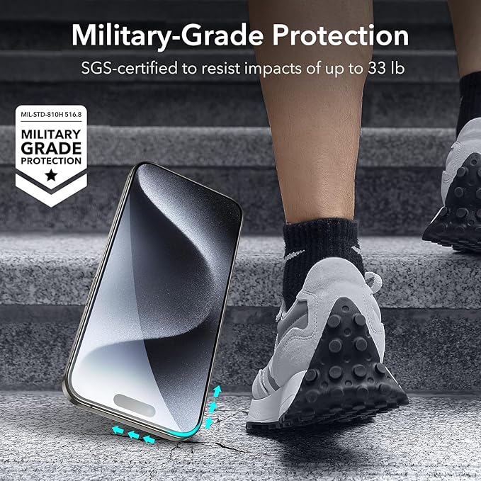 ESR 3+1 Pack for iPhone 15 Pro Screen Protector, 3 Black Edge Tempered-Glass - Image 2