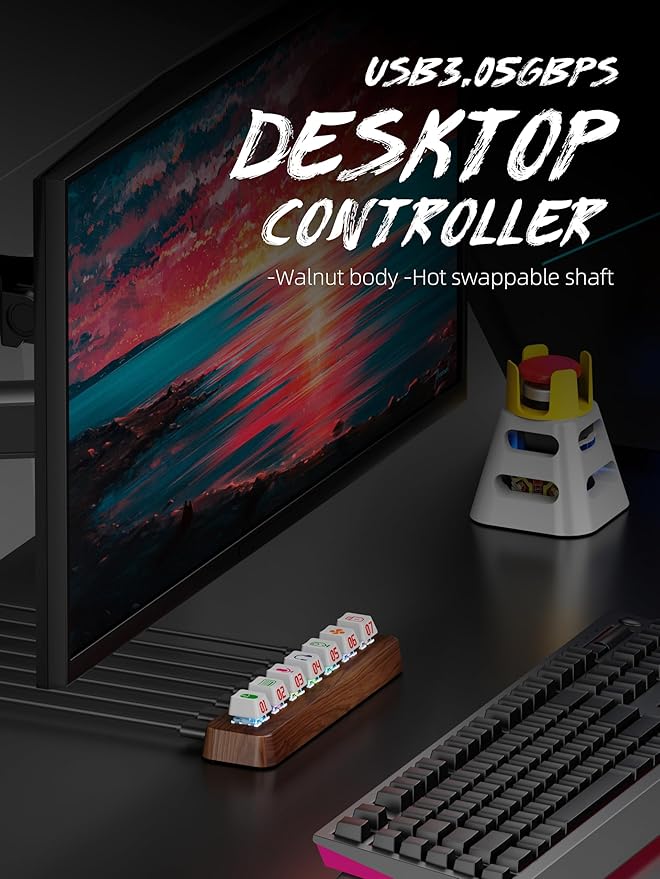 Walnut Wood 7-Port Powered USB 3.0 Hub, 5Gbps Data Transfer, Independent - Image 5
