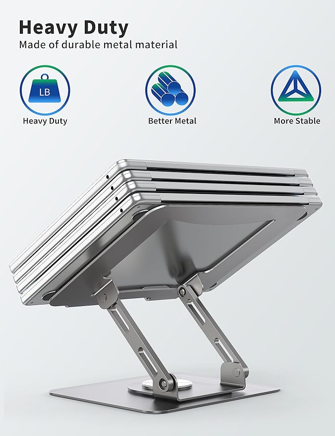 SOUNDANCE Laptop Stand with 360° Rotating Base, Ergonomic Computer Riser - Image 5