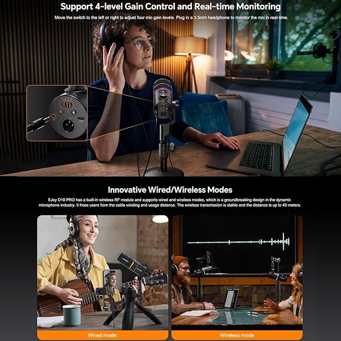 COMICA D10 Pro A Wireless/XLR/USB Dynamic Microphone - Image 5