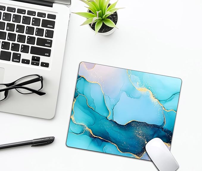 Golden Texture Teal Marble Mouse Pads - Image 6