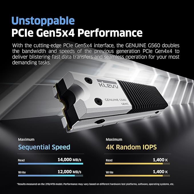 KLEVV Genuine G560 2TB M.2 2280 NVMe PCIe Gen5x4 Internal SSD Heatsink Included - Image 2