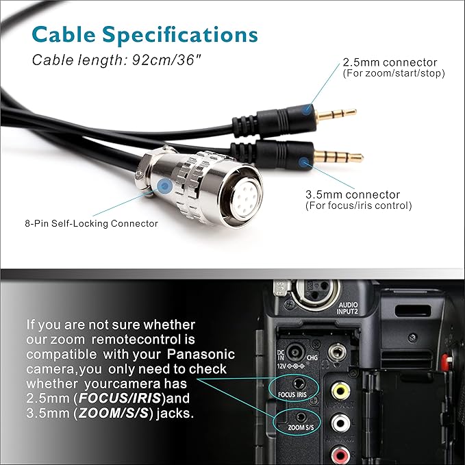 Camcorder Zoom Controller, Remote Control Zoom, and Focus Control + 2.5mm and - Image 6