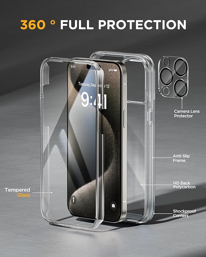 Miracase for iPhone 15 Pro Case, Full-Body Clear Bumper Phone case - Image 2