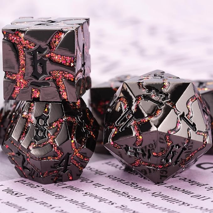 Crack Glitter Metal Dice, RPG Polyhedral Stripe Dice - Image 5