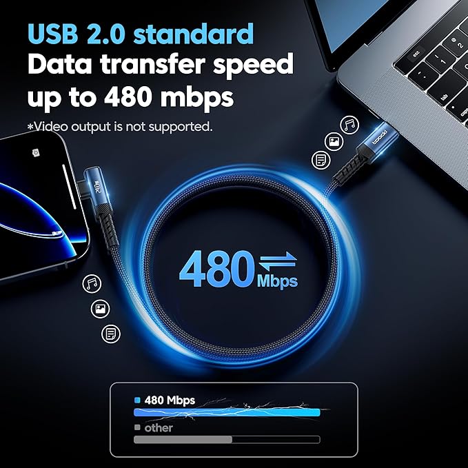 USB C Cable 240W Fast Charging Type C Cord, Nylon Braided USB 2.0 Cable - Image 4