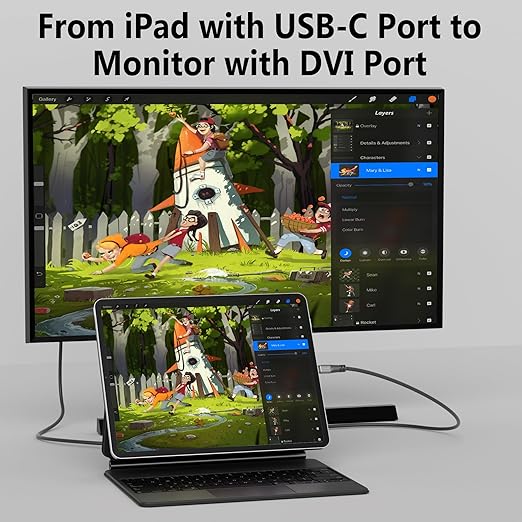 4K USB C to DVI Cable 4 FT, USB Type-C to DVI-D Adapter Cord, Compatible - Image 4