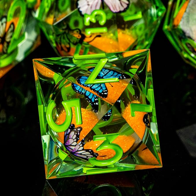 Butterfly DND Dice Green Liquid Core Dice Set - Image 6