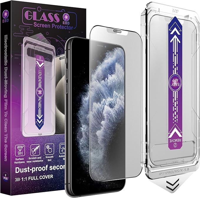 2 Pack Matte Screen Protector for iPhone X/iPhone XS/iPhone 11 Pro, 9H Tempered by Unknown
