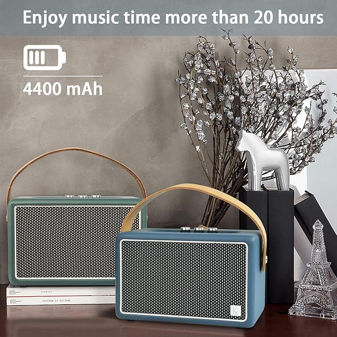 Vintage Bluetooth Speakers, KONEX 40W Leather Portable Wireless Speaker - Image 5