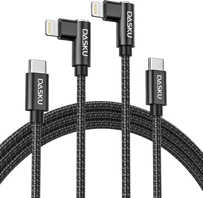 Apple USB C to Lightning Cable 2Pack - 6FT Right Angle 90 Degree iPhone by Dasku
