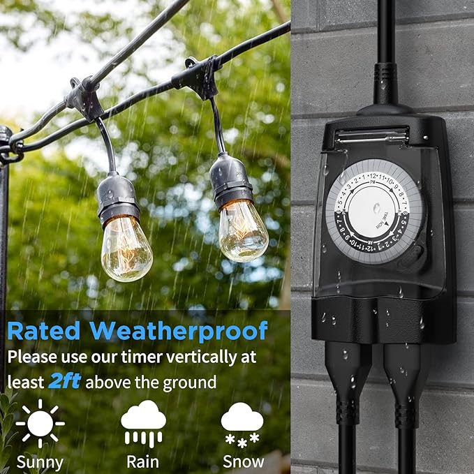 G-ELEK Outdoor Timer Waterproof, 24 Hour Light Timer, Timers - Image 3