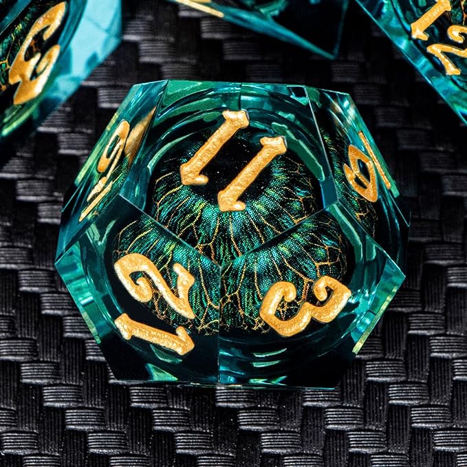 ARUOHHA DND Resin Dice Dragon Eye Dice Liquid Core Red Sharp Edged Dice Set - Image 4