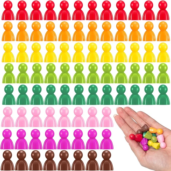 Liliful 200 Pcs Board Game Pieces Plastic Multi-Color Pawns Ideal Game Tokens by Liliful