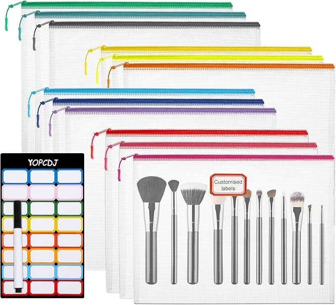12pcs Mesh Zipper Pouch Bags, A5 Puzzle Bag by YOPCDJ