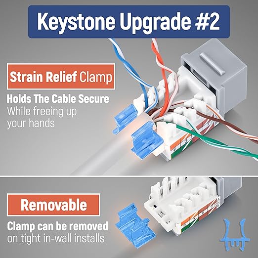 Everest 45° Angled RJ45 Cat5e Keystone Jacks 50-Pack in Gray - Image 4