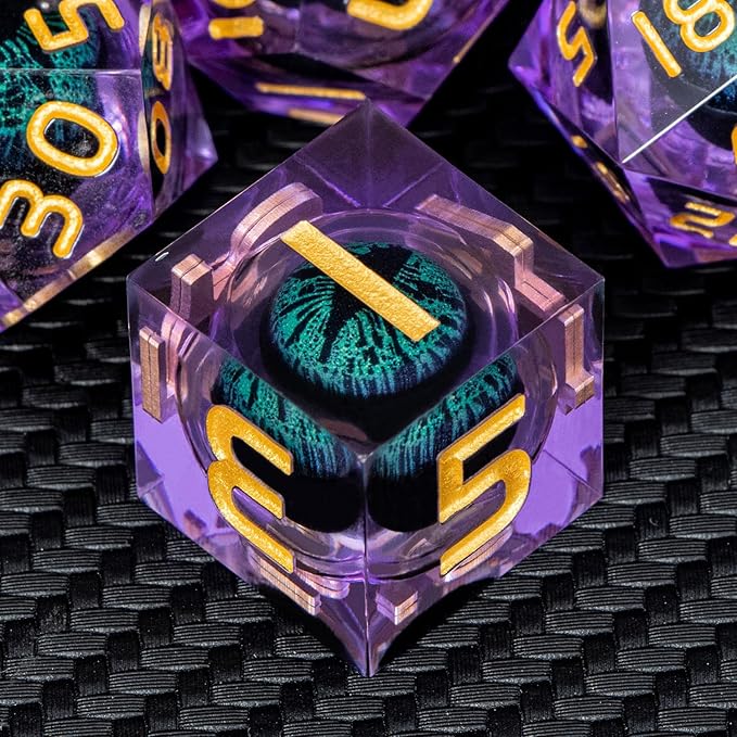 ARUOHHA Dragon Eye DND Dice, Liquid Core Polyhedral D and D Dice Set D20 D12 - Image 3