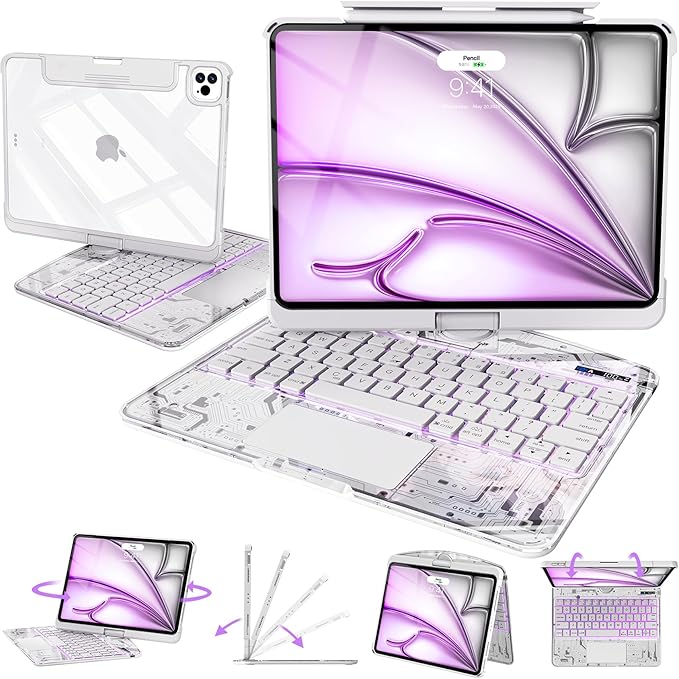 Intermerge Clear Keyboard Case for iPad Air 11", Air 5th/4th, Pro 11" 2022-2018 - Image 9