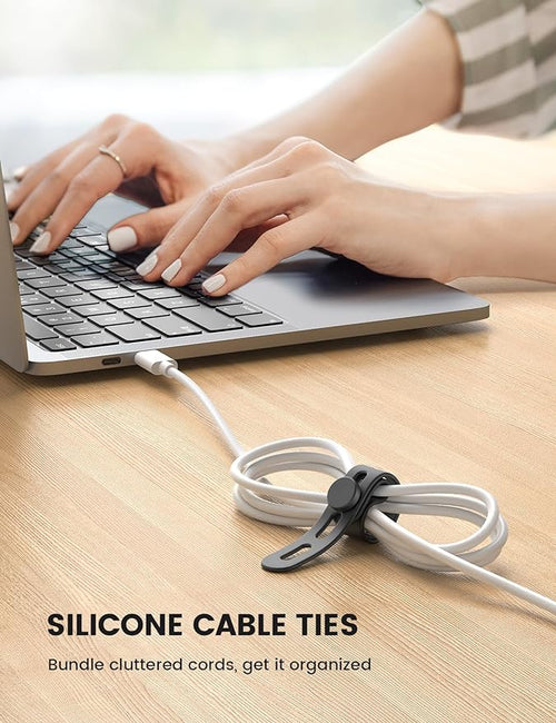10Pack Silicone Cable Ties Cord Organizer Wrap - Image 2