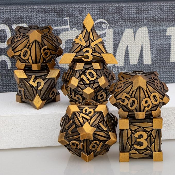 7PCS Metal DND Dice Set with Box, Debris RPG Red D and D Dice - Image 5