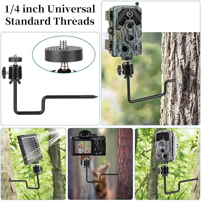 4 Pcs Trail Camera Tree Mount, 1/4" x 20 Screw, 360° Rotatable Interface Tree - Image 6